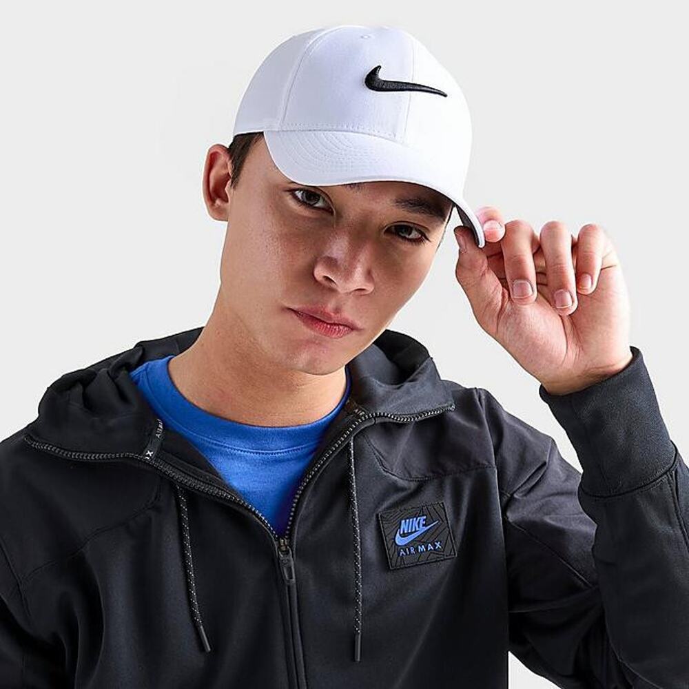 New Nike Club Structured Swoosh Hat Deep White Black Cap FB5625 100 Size M/L - Picture 4 of 6